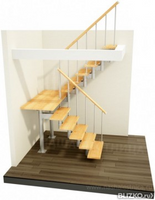 П-Образная модульная лестница на второй этаж для загородного дома