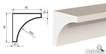 Фасадная лепнина Карниз КВ-60/1 2000х60 мм