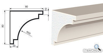 Фасадная лепнина Карниз КВ-80/1 2000х80 мм