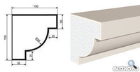 Фасадная лепнина Карниз КВ-100/1 2000х100 мм