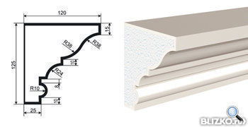 Фасадная лепнина Карниз КВ-125/1 2000х120 мм
