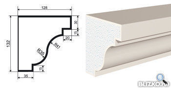 Фасадная лепнина Карниз КВ-132/1 2000х128 мм