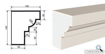 Фасадная лепнина Карниз КВ-140/1 2000х120 мм