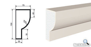 Фасадная лепнина Карниз КВ-150/1 2000х75 мм