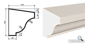 Фасадная лепнина Карниз КВ-140/2 2000х145 мм