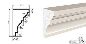 Фасадная лепнина Карниз КВ-150/2 2000х90 мм