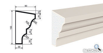 Фасадная лепнина Карниз КВ-150/3 2000х90 мм