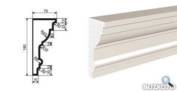 Фасадная лепнина Карниз КВ-180/1 2000х75 мм