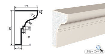 Фасадная лепнина Карниз КВ-180/4 2000х120 мм