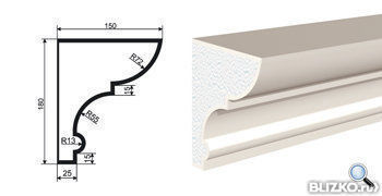 Фасадная лепнина Карниз КВ-180/5 2000х150 мм