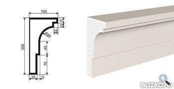 Фасадная лепнина Карниз КВ-200/1 2000х100 мм