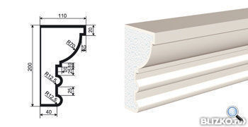 Фасадная лепнина Карниз КВ-200/2 2000х110 мм