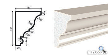 Фасадная лепнина Карниз КВ-200/5 2000х150 мм