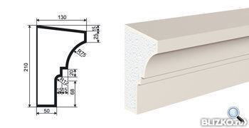 Фасадная лепнина Карниз КВ-210/1 2000х130 мм