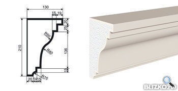 Фасадная лепнина Карниз КВ-210/2 2000х130 мм