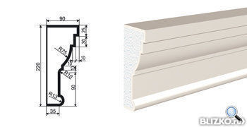 Фасадная лепнина Карниз КВ-220/2 2000х90 мм