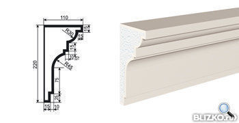 Фасадная лепнина Карниз КВ-220/3 2000х110 мм