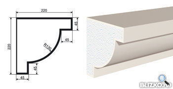 Фасадная лепнина Карниз КВ-220/5 2000х220 мм