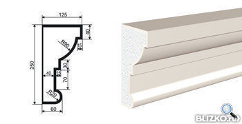Фасадная лепнина Карниз КВ-250/1 2000х125 мм