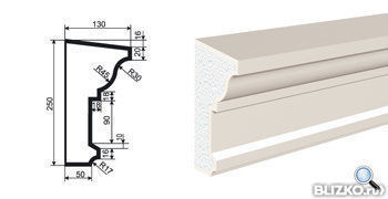 Фасадная лепнина Карниз КВ-250/2 2000х130 мм