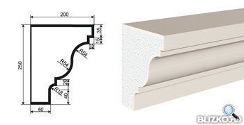 Фасадная лепнина Карниз КВ-250/3 2000х200 мм