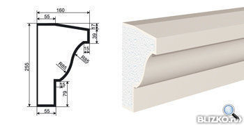 Фасадная лепнина Карниз КВ-255/1 2000х160 мм