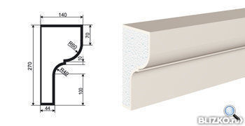 Фасадная лепнина Карниз КВ-270/1 2000х140 мм