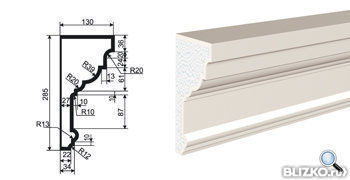 Фасадная лепнина Карниз КВ-285/2 2000х130 мм