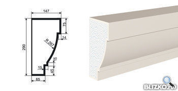 Фасадная лепнина Карниз КВ-290/1 2000х147 мм