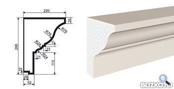 Фасадная лепнина Карниз КВ-295/1 2000х220 мм