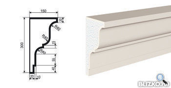 Фасадная лепнина Карниз КВ-300/2 2000х150 мм