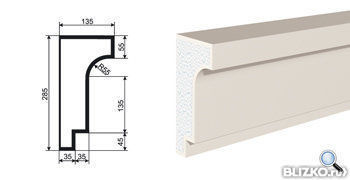 Фасадная лепнина Карниз КВ-285/3 2000х135 мм