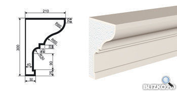 Фасадная лепнина Карниз КВ-300/4 2000х210 мм