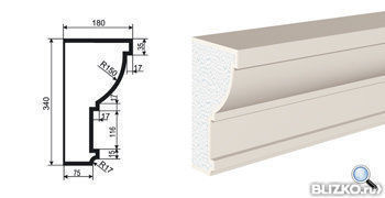 Фасадная лепнина Карниз КВ-340/1 2000х180 мм