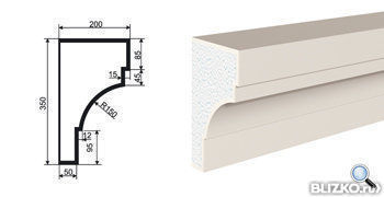 Фасадная лепнина Карниз КВ-350/1 2000х200 мм