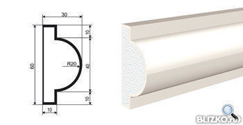 Молдинг МВ-60/2 2000х30 мм