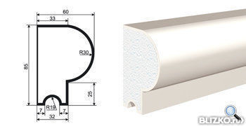 Молдинг МВ-85/2 2000х60 мм