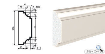 Молдинг МВ-100/2 2000х40 мм