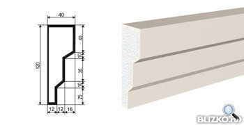 Молдинг МВ-120/3 2000х40 мм