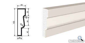 Фасадная лепнина Молдинг МВ-140/4 2000х40 мм