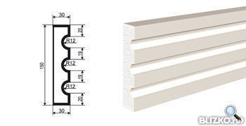 Фасадная лепнина Молдинг МВ-150/2 2000х30 мм