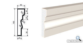 Фасадная лепнина Молдинг МВ-150/3 2000х40 мм