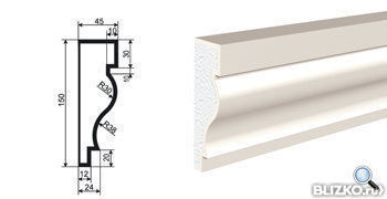 Фасадная лепнина Молдинг МВ-150/4 2000х45 мм
