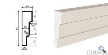 Фасадная лепнина Молдинг МВ-155/2 2000х45 мм