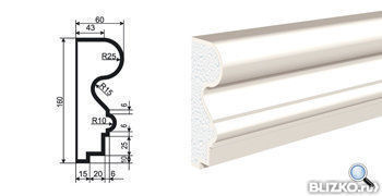 Фасадная лепнина Молдинг МВ-160/5 2000х60 мм