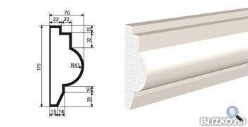 Фасадная лепнина Молдинг МВ-170/2 2000х70 мм