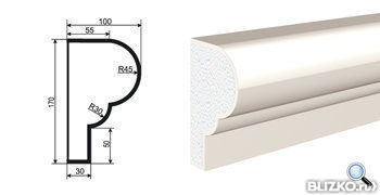 Фасадная лепнина Молдинг МВ-170/3 2000х100 мм