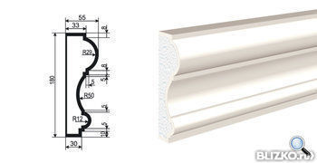 Фасадная лепнина Молдинг МВ-180/2 2000х55 мм