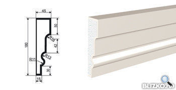 Фасадная лепнина Молдинг МВ-180/1 2000х45 мм