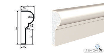 Фасадная лепнина Молдинг МВ-180/7 2000х70 мм